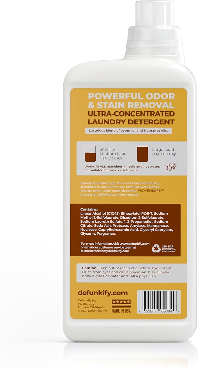 Laundry Detergent 124 Load. 'Amberwood &amp Citrus' Essential Oil Liquid Laundry Detergent Washing Soap for Sensitive Skin. ProvenSafe™ Cleaning Supply w/Odor &amp Stain Remover for Activewear &amp
