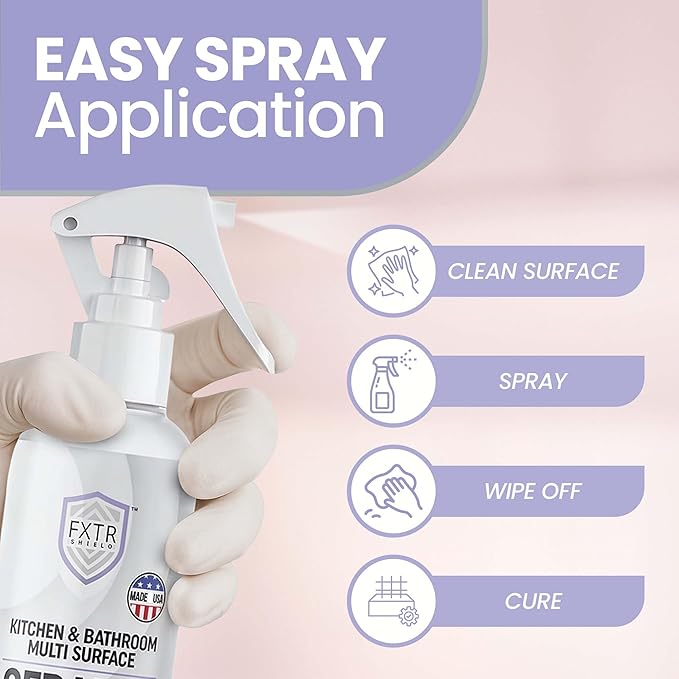 Fixture Shield Home Ceramic Coating Spray (8 oz) - SiO₂ Hydrophobic Protection for Kitchen &amp Bath | Repels Fingerprints Stains &amp Hard Water | Extra Strength Formula | Made in USA