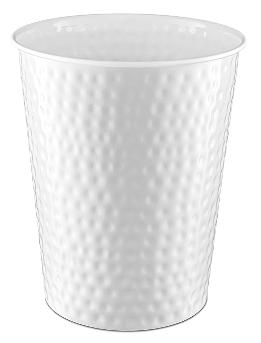 Monarch Abode Metal Bathroom Trash Can – Waste Basket for Bedroom Office Desk &amp Dorm Hand Hammered Durable Decorative White Small Trash Can Bathroom Garbage Bin Wastebasket