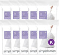 simplehuman Code K 200 Count Dispenser Pack Custom Fit Liners Drawstring Trash Bags 35-45 Liter / 9-12 Gallon White