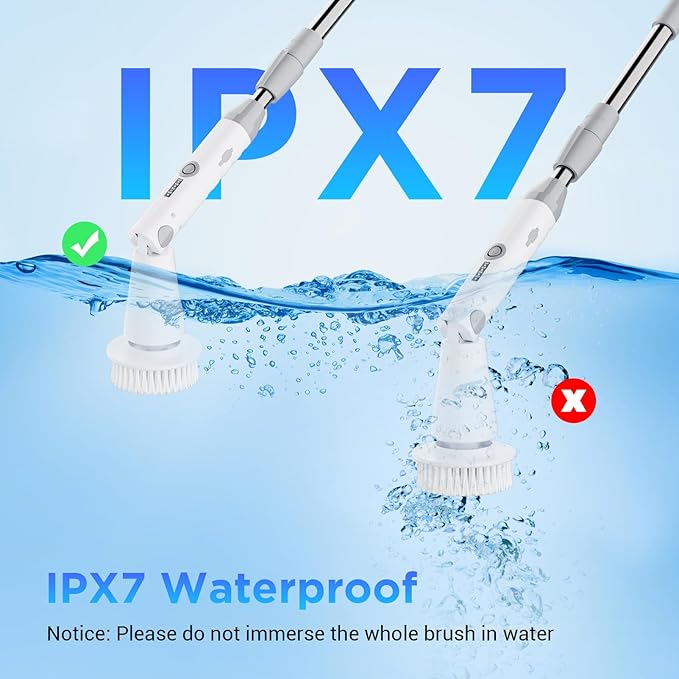Electric Spin Scrubber Bathroom Cleaner Power Shower Cleaning Brush with Extendable Handle &amp 4 Brush Heads Shower Scrubber for Bathtub Tile Grout Kitchen Window and Floor