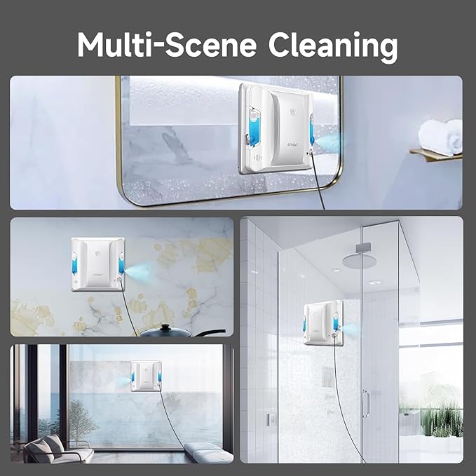 FMART W7 Window Robotic Vacuums 4000Pa Suction Double-Sided Water Spray Anti-Falling &amp Intelligent Edge DetectionWindow Robotic Vacuums for Indoor/Outdoor High-Rise Windows