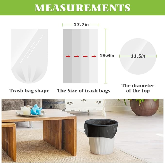 4 Gallon 1000 Counts Small Black Trash Bag Bulk Garbage Bags by Teivio Bathroom Trash Can Bin Liners Small Plastic Bags for home office kitchen