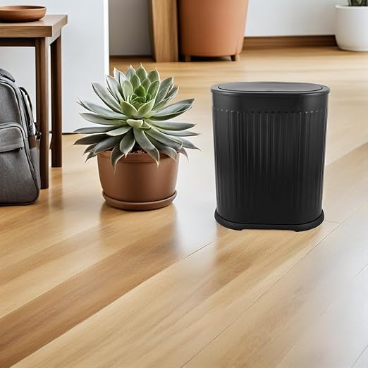 BESPORTBLE Bathroom Trash Can with Odor-Sealing Press Top Lid Narrow Slot Plastic Garbage Bin for Toilet Bedroom Living Space-Saving Stylish Wastebasket for Compact Areas