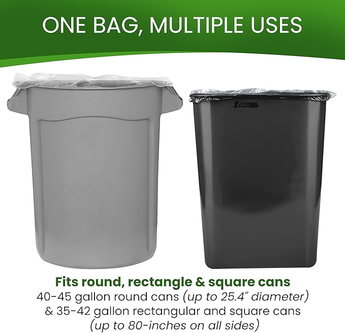 Betta 55-60 Gallon Clear High-Density Trash Bags 150 Count Box (38x60-inch) Commercial Medium-Duty Garbage Can Liners