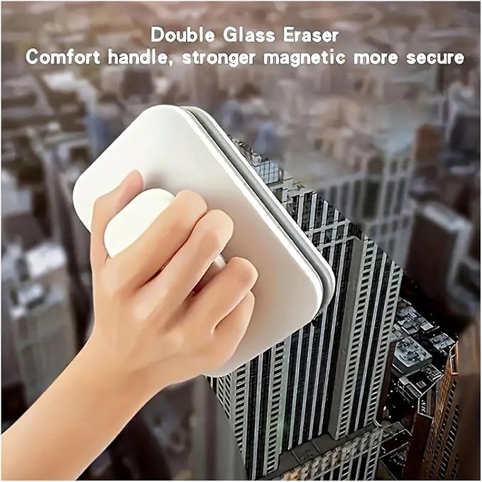1PC Double-sided Magnetic Window Cleaning Brush Anti-pinch Design With Safety Rope Suitable For 3-10mm Thickness