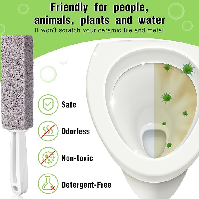 30 Pieces Pumice Toilet Bowl Brush Pumice Stone with Long Handle Toilet Stone Brush Block for Bath Grout Pool Kitchen Tubs Showers