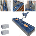 Large Flat Mop 360° Rotating with Dewatering Scraper Wet Dry Mop Extendable Long Cleaning Microfiber for Floors Corner Window 1pcs 12027(B-2pcs Rag)