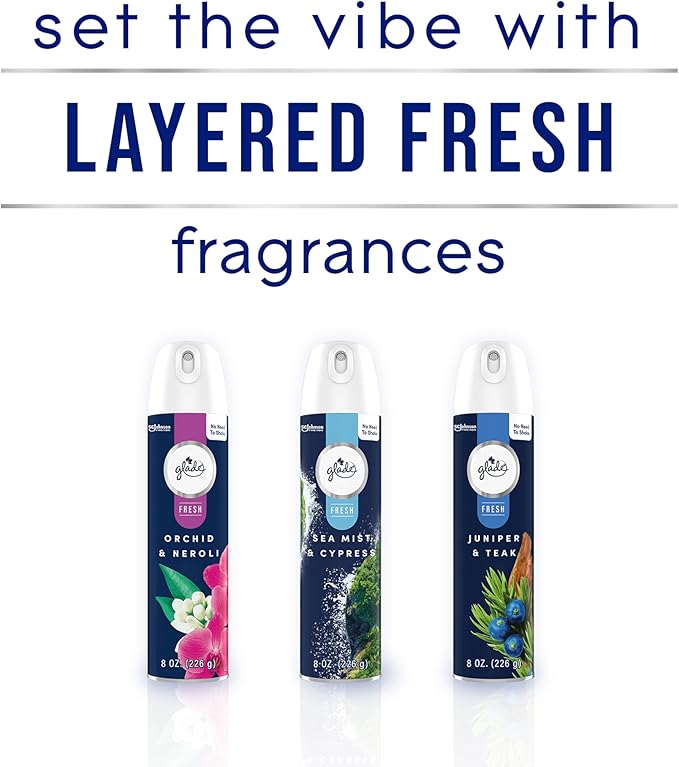 Glade Air Freshener Room Spray Sea Mist &amp Cypress Odor Fighting to Deliver Long Lasting Freshness 8 Oz 6 Count
