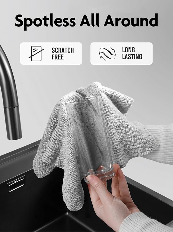 Fantasticlean Microfiber Cleaning Cloth Roll -90 Pack Tear Away Microfiber Towels 12 x 12 Reusable Washable Lint Free Ultra Absorbent Dishcloth for All-Around Cleaning Supplies (Grey)