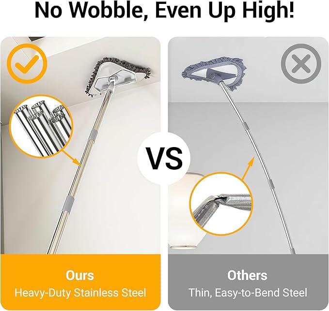 7-in-1 Triangle Mop Set with 7 Replaceable Heads and Adjustable Long Handle for Walls Floors Windows Baseboards (White)