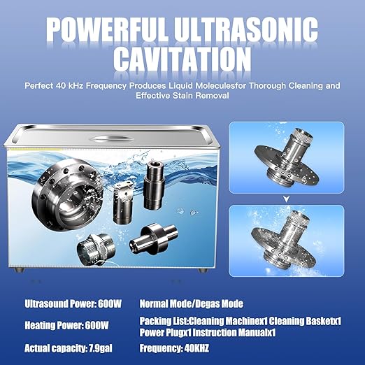30L Ultrasonic Cleaning Machine with Digital Timer &amp HeaterTouch Button ControlPower-Off MemoryProfessional Lab Ultrasonic Cleaner 600W Sonic Part Cleaner Stain Removal