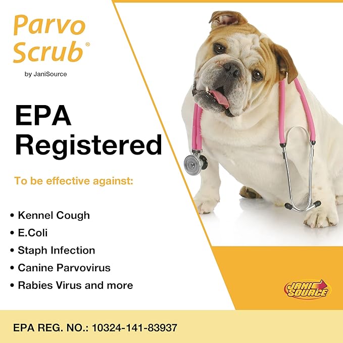 ParvoScrub Veterinary &amp Kennel Disinfectant Cleaner &amp Deodorizer Bundle (1 Concentrated Gallon and 2-32 Ounce Bottles)