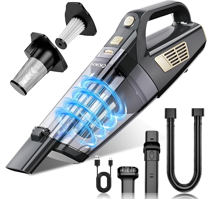 Handheld Vacuum Cordless 15000PA Strong Suction Hand Held Car Vacuum Cleaner Portable with Multi-Nozzles &amp Washable Filter Lightweight Dust Busters Rechargeable for Home Car Office Pets