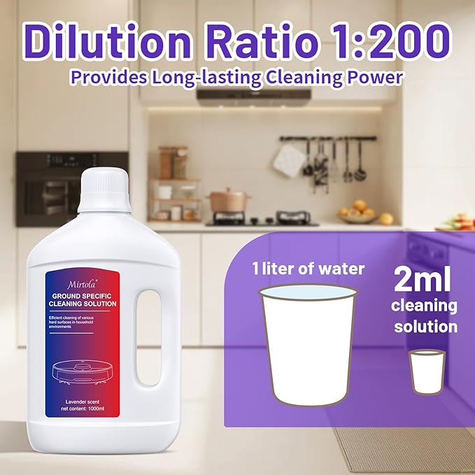 Multi-Surface Floor Cleaning Solution Compatible with Dreame Cleaning Solution Lavender Scent Deep Clean Suitable for All Mopping Robot Vacuums and Cordless Wet/Dry Mops (2000 ml)