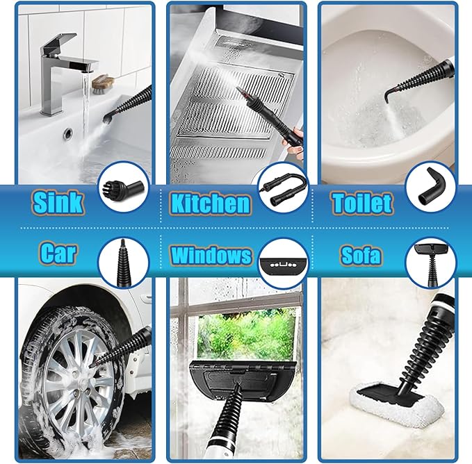 Steam Cleaner Pressurized Handheld Steam Cleaner for Home Multi-Surface Steamer for Cleaning with Safety Lock Portable Cleaning Steamer for Kitchen Bathroom Car Grout Upholstery and Clothes