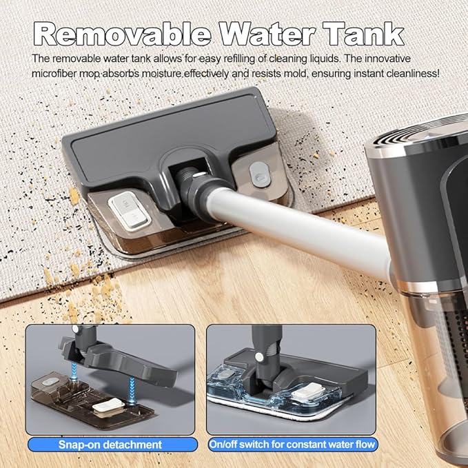 WhiteCordless Vacuum for Home Vacuum Cleaner with Mopping Function and 2 Adjustable Modes 1800mAH Battery Max 30 Mins Runtime and Washable Parts Stick Vacuum