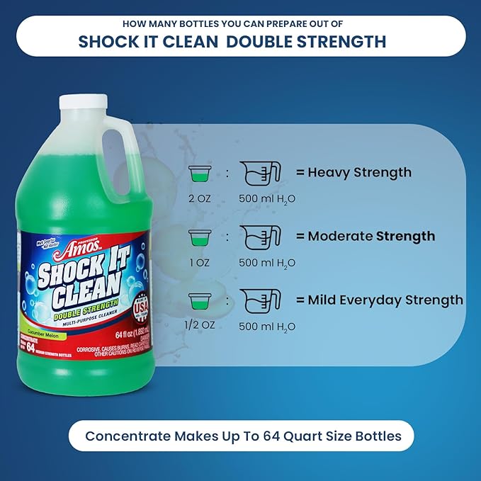 Professor Amos' Shock It Clean 64oz. All Purpose Concentrate Cleaner Make 128 Bottles Cucumber Melon