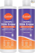 Lume Laundry Stink Eraser - Detergent Booster &amp Sink Soak - Eliminates Body Odor In Clothes - Odor Blasting Enzyme Blend - Makes Your Detergent Work Better - Free And Clear - 8 fluid ounces (2 Pac