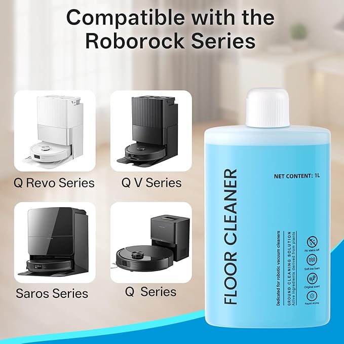 Floor Cleaning Solution Compatible with Roborock Cleaning Solution Residue &amp Streak Free Suitable for All Robot Vacuum Cleaners and Wireless Wet Dry Dual-Use Vacuum Cleaners