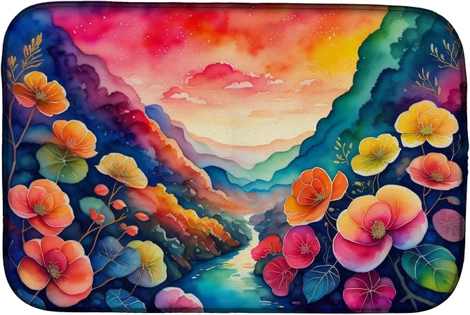 Caroline's Treasures DAC1410DDM Begonias in Color Dish Drying Mat Absorbent Dish Drying Mat Pad for Kitchen Counter Dish Drainer Mat for Countertop 14 x 21 Multicolor