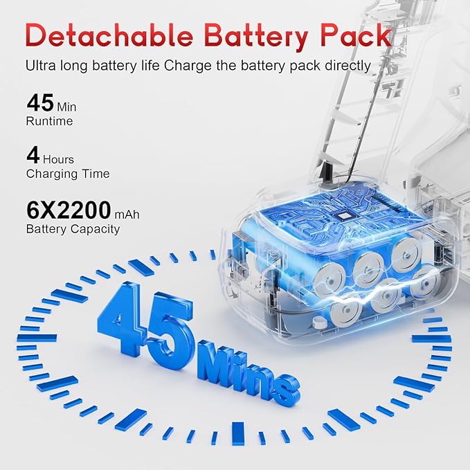 Cordless Stick Vacuum Cleaner - Rechargeable 35Kpa Powerful Vacuums with Detachable Battery LED Display 45Mins Runtime 8 in 1 Handheld Vacuum for Hardfloor &amp Carpets Pet Hair Red