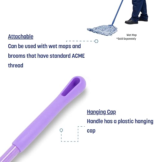 SPARTA 41225EC68 Fiberglass Broom Handle Mop Handle Replacement Handle With Acme Threaded Tip For Commercial Cleaning 48 Inches Purple