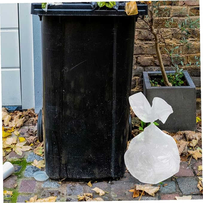 Thickened Flat Plastic Trash Bags 45x50cm 300pcs (10 Rolls X 30pcs) White Garbage Can Liners for Bathroom Kitchen Office Small Wastebasket Use