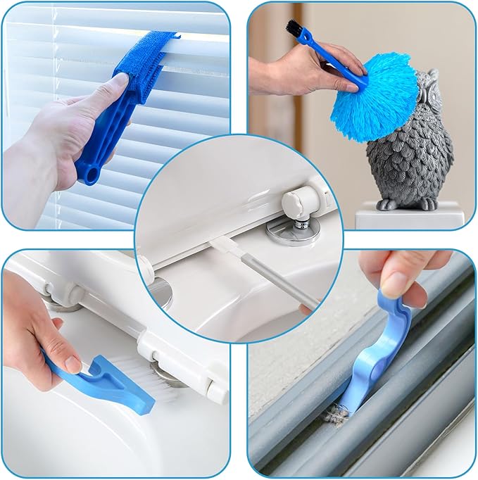 Microfiber Duster Kit 27pcs with 30 to 100 Inches Extension Pole and Wall Cleaner Mop Washable and Bendable Feather Duster for Cleaning Ceiling Fans High Ceilings Cobwebs Blinds Grey