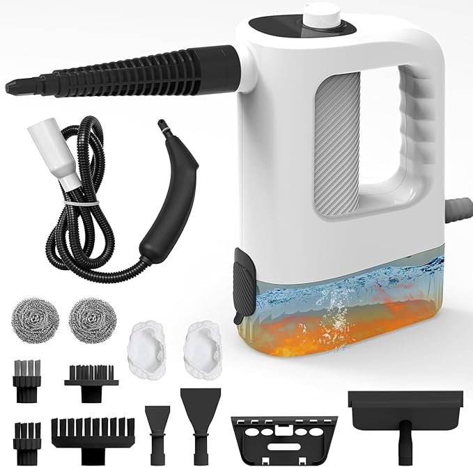 Handheld Steam Cleaner 15s Instant Heat 400ML Tank Portable Steamer for Grout Floor Couch Furniture Kitchen Lockable Refill Anytime