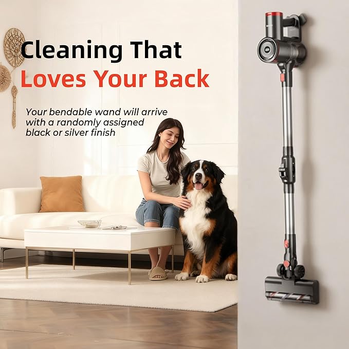 Cordless Vacuum Cleaner for HomeCleans Under Furniture Without Bending40Kpa 45MinsSelf-StandingPowerful Stick Vacuum Cordless for Pet HairHard FloorsCarpetsCar