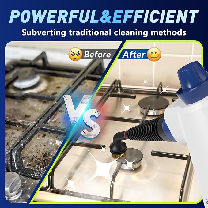 Steam Cleaner Pressurized Handheld Steam Cleaner for Home with 12pcs Accessories &amp Safety Lock Multi-Surface &amp Powerful Home Use Steamer for Cleaning Car Bathroom Shower Window Grime G