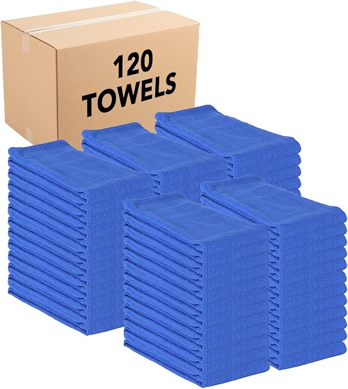 Arkwright Microfiber Huck Towels Case of 120 Lint Free Surgical Cleaning Cloths for Glass Windows Auto Detailing and Professional Use 16 x 26 in Blue