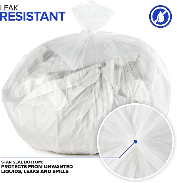 Stock Your Home Clear 4 Gallon Trash Bag (2000 Pack) Un-Scented Small Garbage Bags for Bathroom Can Mini Waste Basket Liner Plastic Liners for Office Trashcan and Dog Poop Bulk Household Supplies
