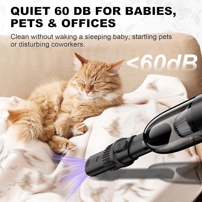 4-in-1 Mini Vacuum Cleaner Small Hand Held Vacuum Cordless Strong Suction Ultra-Quiet 60dB 0.85 lb for CarDeskDrawerHome Air Duster/Inflator/Pump USB Rechargeable Washable Filters