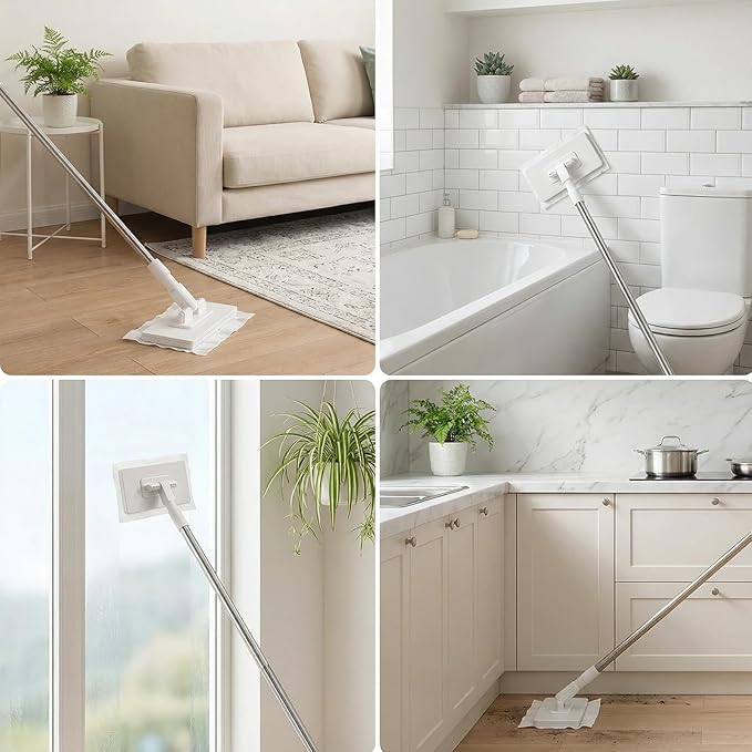 Snapu Gripc Minie Mopp PortablexSnapu Gripc MoppSnap-on Snapw-gripb Minie Mopt Lockingx Mopx Head and Mopx Padh Designedd for Cabinetsx and Tightt(includess 5 mopl Pads) (White) (White)