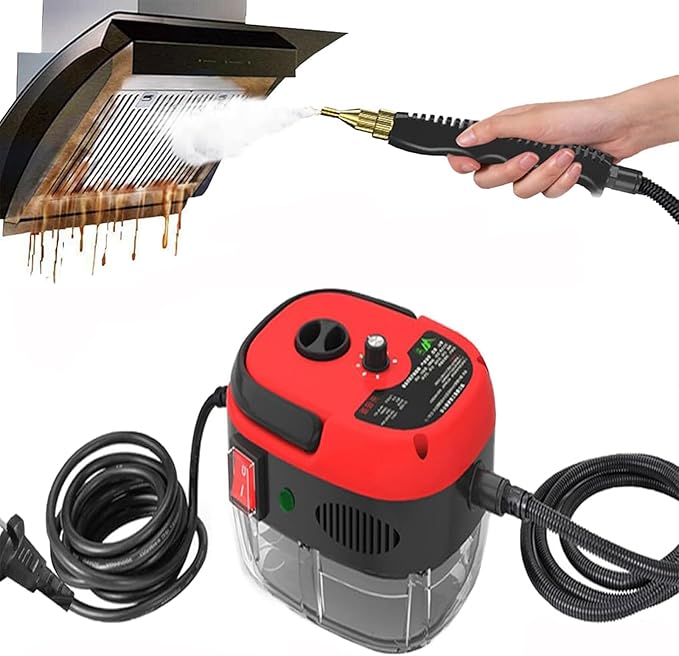 Muntuni 2500W Furniture Steam Cleaner 2500w Handheld High Temperature Pressurized Steam Cleaner Car Steam Cleaner Furniture Steam Cleaner for Floors Cars Kitchens Bathrooms (红色)