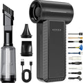 Electric Air Duster &amp Vacuum Cleaner 130000 High-RPM Brushless Motor Compressed Air Blower Cordless with Inflating Battery Powered 15-Piece PC Cleaning Kit for Leaves Cars Computers Office