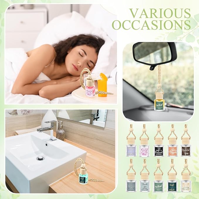 30 Pcs Employee Appreciation Gifts Bulk Empty Glass Car Air Freshener Hanging Diffuser Thank You Gifts for Employee Nurse Staff Dietician Social Worker Volunteer