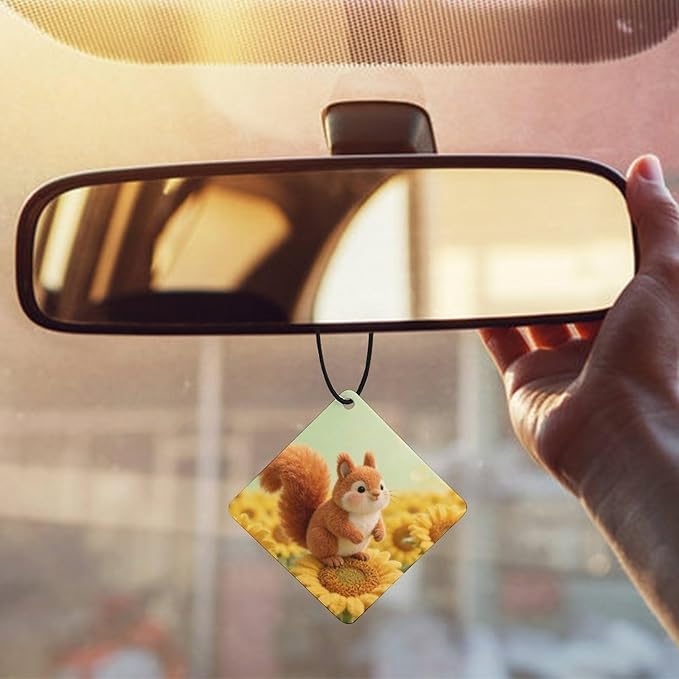 5PCS Car Air Freshener Hanging Personalized Double Sided Sunflower Squirrel Car Fresheners Long Lasting New Cars Scents Cute Automotive Freshies for Closets Drawers (tea)