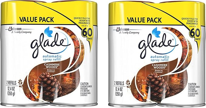 Glade Automatic Spray meGhh Air Freshener Refill Cashmere Woods 2 Count (2 Pack)