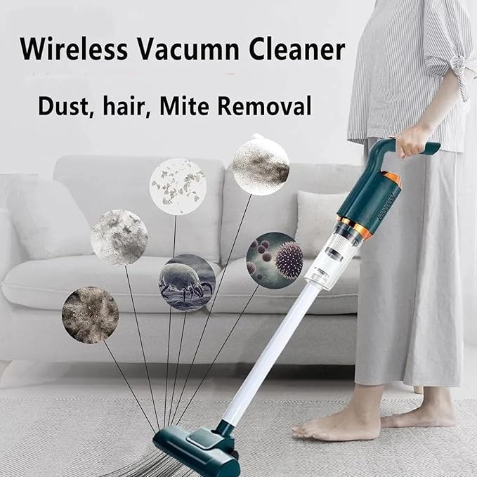 Lightweight Cordless Vacuum Cleaner 8500Pa Strong Suction Handheld Vacuum for Hard Floor Carpet 500Ml Dust Cup Long Battery Life Compact and Portable[Green]
