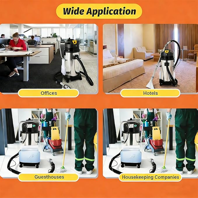 Commercial Carpet Cleaner Machine30L/40L/60L Capacity 3-in-1 Wet Dry Vacuum with 6 Attachments for Carpet Sofa Crevice 30L
