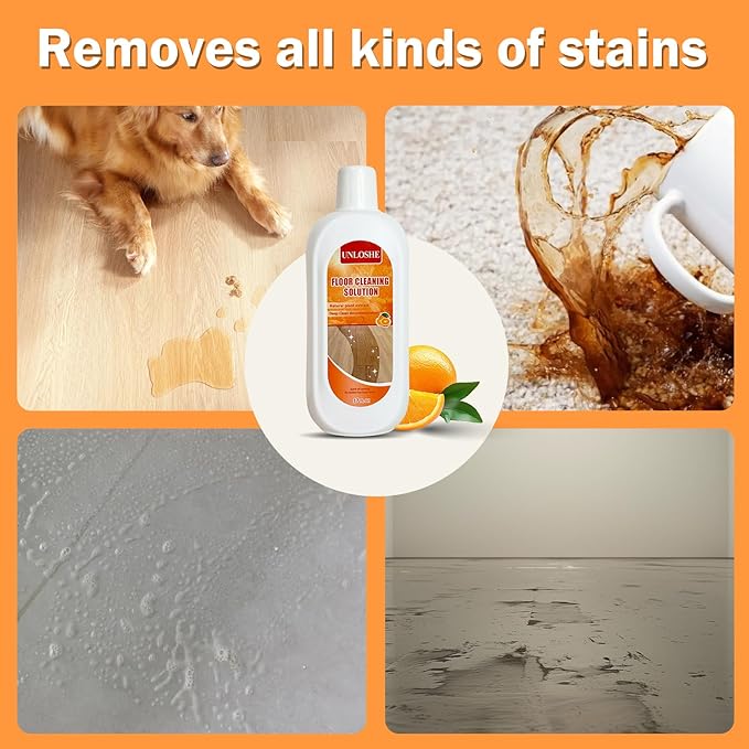 Floor Cleaning Solution for Multiple Hard Floors - 34 fl oz Floor Cleaner For All Robot Vacuums with Mopping and Cordless Wet/Dry Vacuum Mops Deep Clean for Tile Wooden Floor Laminate (Orange)