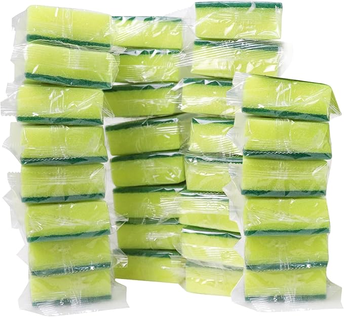 30 Pack Sponge Individually Wrapped Non Scratch Scrouing Sponges for Household Cleaning Dishes Kitchen Apartment Car Bike