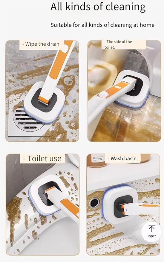 Toilet Brush System with 40 Count Refills Toilet Holder Bowl Wand Brush Cleaning Kit &amp Replacement Cleaner Refill Pads (Toilet Cleaning Kit - Orange)