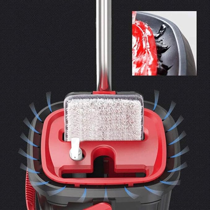 Flat Squeeze Mop and Bucket Set with Microfiber Pads for Kitchen Bathroom for Hardwood Floor Tile Dust