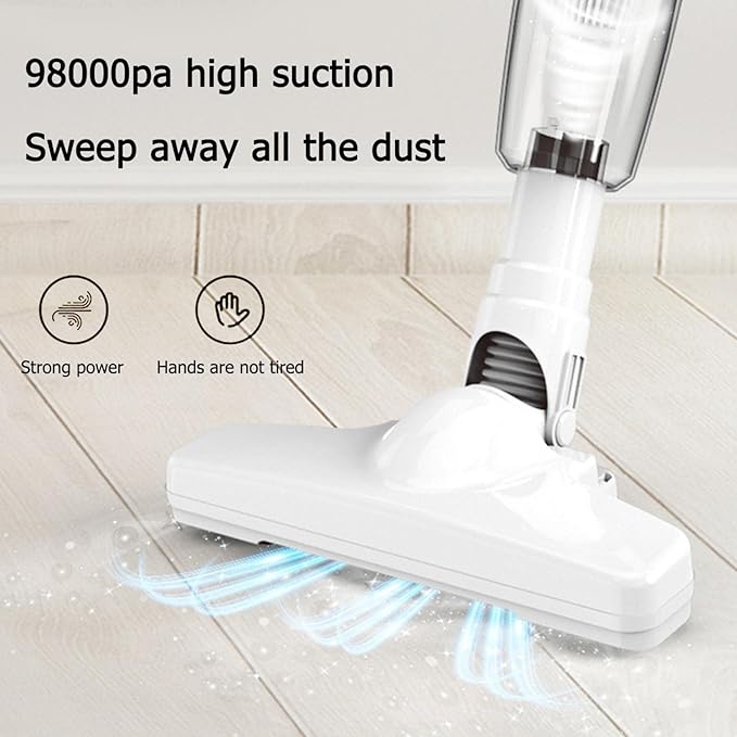 Stick Vacuum Cleaner Cordless Stick Vacuum Cleaner Power Suction and 30 Mins Runtime Lightweight Handheld Vac for Pet Hair on Carpet Hard Floor and Car Interior (White)