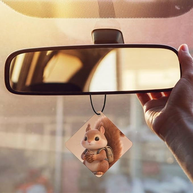 5PCS Car Air Freshener Hanging Personalized Double Sided Squirrel Small Backpack Car Fresheners Long Lasting New Cars Scents Cute Automotive Freshies for Closets Drawers (tea)