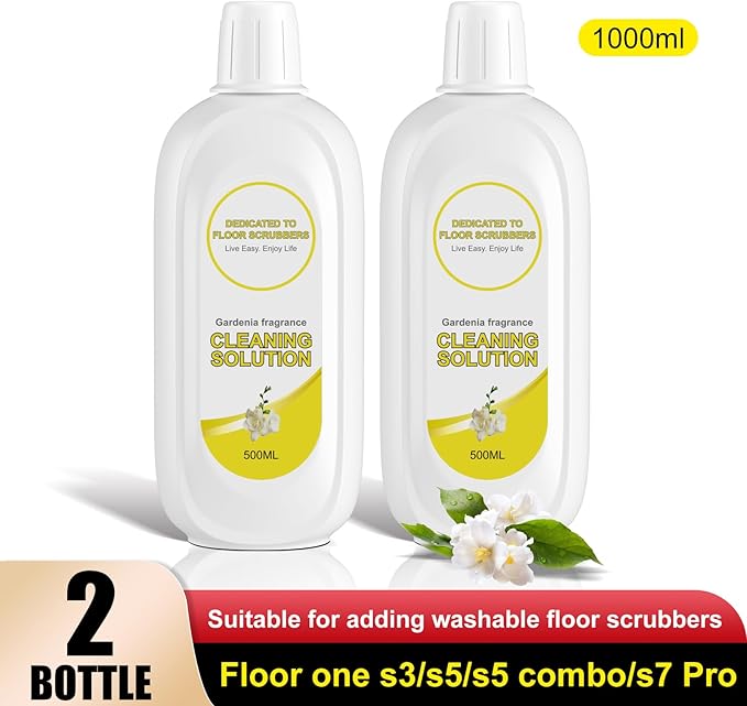 Floor Cleaning Solution Compatible With Tineco Deep Cleans for Multiple Hard Floors Suitable With All Robot Vacuums with Mopping and Cordless Wet/Dry Vacuum Mop (Gardenia 2 Bottle)